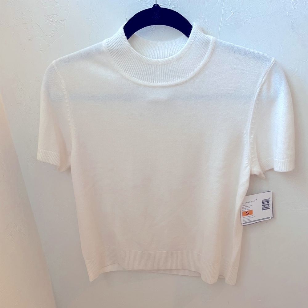 Sagharbor Missy Vanilla Short sleeve Sweater NWT Size S
